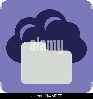 Cloud with folder, illustration, vector on a white background. Stock Vector