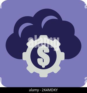 Cloud with coin, illustration, vector on a white background. Stock Vector