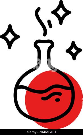 Magic potion in bottle, illustration, vector on a white background. Stock Vector