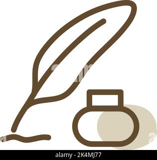 Medieval letter writting, illustration, vector on a white background. Stock Vector