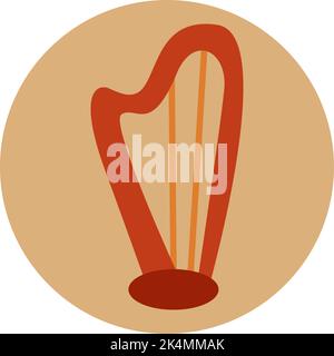 Harp instrument, illustration, vector on a white background. Stock Vector