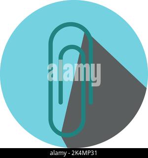 Green paper clip, illustration, vector on a white background. Stock Vector