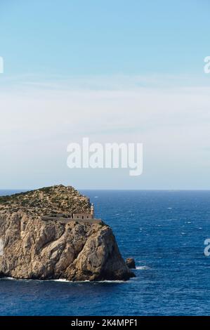 Lighthouse on Sa Dragonera, uninhabited rocky island off Majorca, Balearic Islands, Spain, Europe Stock Photo