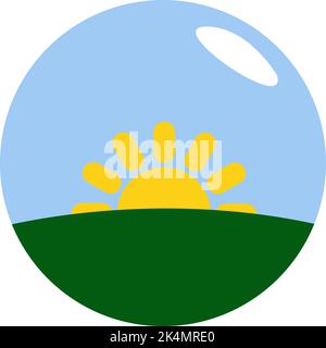 Rising sun, illustration, vector on a white background. Stock Vector