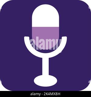 Podcast microphone, illustration, vector on a white background. Stock Vector