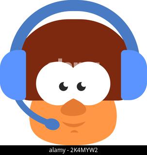 Mushroom phone operator, illustration, vector on a white background. Stock Vector