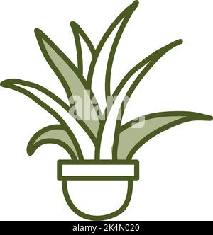 Aloe in pot, illustration, vector on a white background. Stock Vector