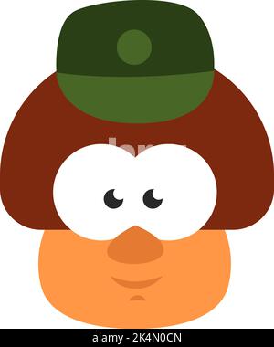 Female mushroom soldier, illustration, vector on a white background. Stock Vector