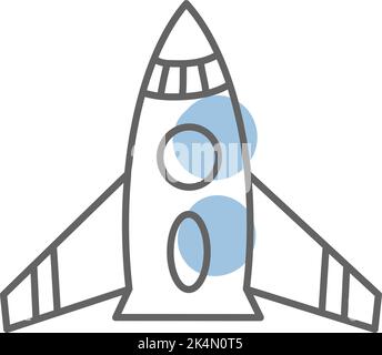 Rocket space ship, illustration, vector on a white background. Stock Vector