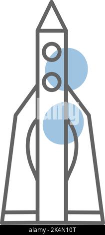 Flying space rocket, illustration, vector on a white background. Stock Vector