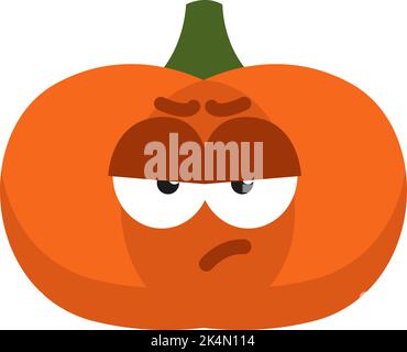 Angry pumpkin, illustration, vector on a white background. Stock Vector