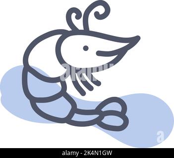 Sea shrimp, illustration, vector on a white background. Stock Vector