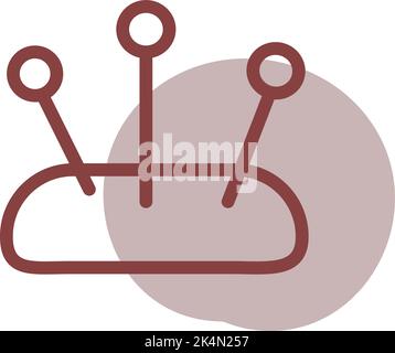 Needle pillow, illustration, vector on a white background. Stock Vector