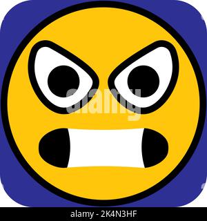 Angry smiley, illustration, vector on a white background. Stock Vector