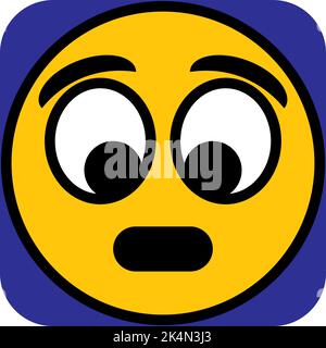 Scared smiley, illustration, vector on a white background. Stock Vector