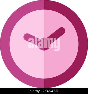 Pink school clock, illustration, vector on a white background. Stock Vector