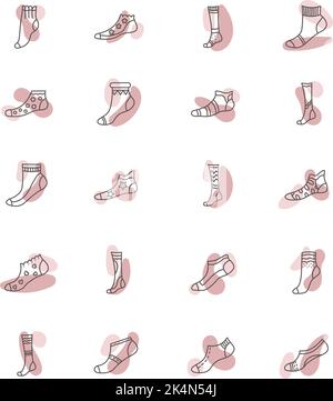 Socks icon pack, illustration, vector on a white background. Stock Vector