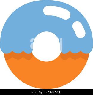 Blue glazed donut, illustration, vector on a white background. Stock Vector