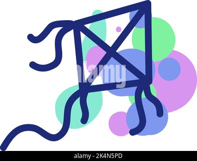 Colorful kite, illustration, vector on a white background. Stock Vector