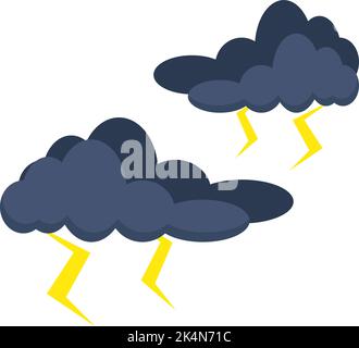 Clouds and lightning icon. Black background with white. Vector ...