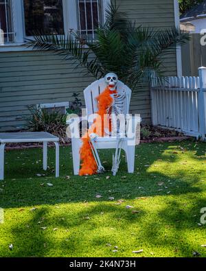 Spooky Halloween decorations in Los Angeles, CA. Stock Photo