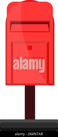 Red mail box, illustration, vector on a white background. Stock Vector