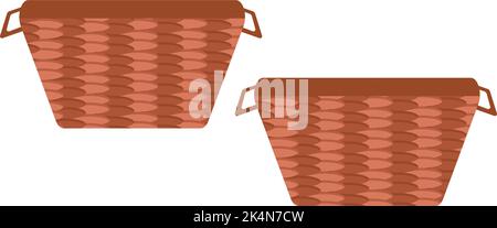 Wooden laundry basket, illustration, vector on a white background. Stock Vector