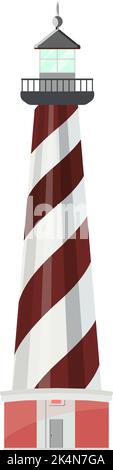 Ocean lighthouse, illustration, vector on a white background. Stock Vector