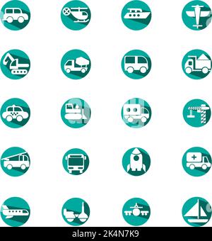 Vehicals icon pack, illustration, vector on a white background. Stock Vector