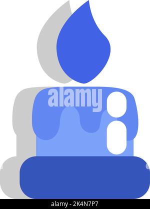 Blue burning candle, illustration, vector on a white background. Stock Vector