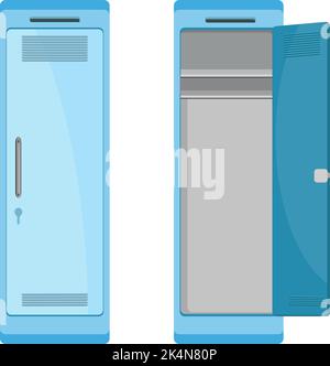 Blue school locker, illustration, vector on a white background. Stock Vector