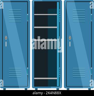 Blue lockers, illustration, vector on a white background. Stock Vector