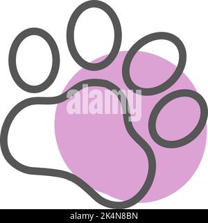 Cute cartoon monochrome dog paw print lineart vector clipart. Wildlife ...