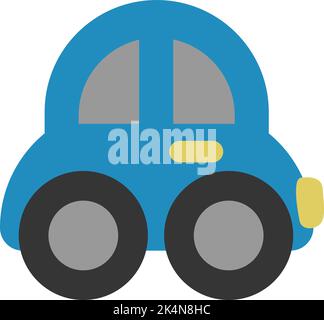 Small blue transport car, illustration, vector on a white background. Stock Vector