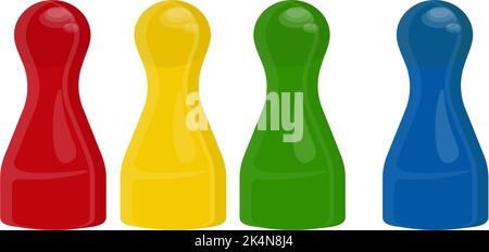 Ludo game pawns, illustration, vector on a white background. Stock Vector
