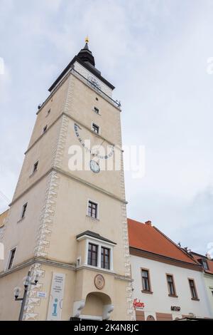 City tower, historic center of Trnava city, Slovakia. Stock Photo