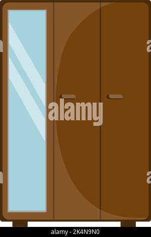 Wooden wardrobe, illustration, vector on a white background. Stock Vector