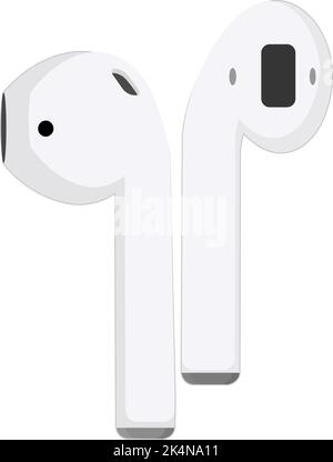 White earbuds, illustration, vector on a white background. Stock Vector
