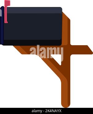 Black mailbox, illustration, vector on a white background. Stock Vector