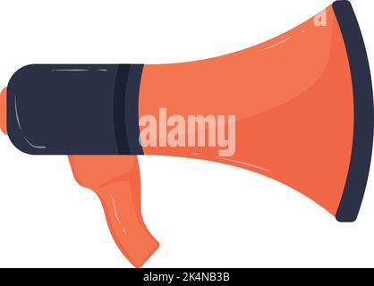 Orange megaphone, illustration, vector on a white background. Stock Vector