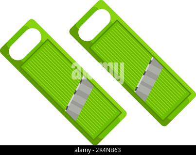 Green mandoline slicer, illustration, vector on a white background. Stock Vector