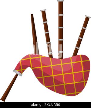 Red bagpipe instrument, illustration, vector on a white background. Stock Vector