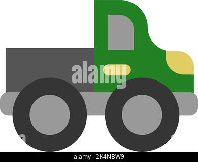 Green truck, illustration, vector on a white background. Stock Vector