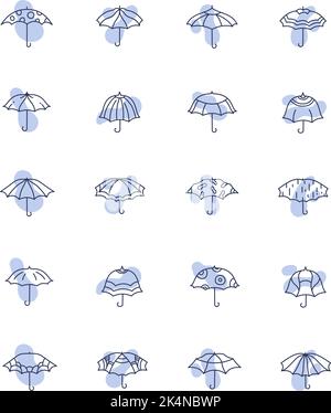 Umbrellas icon pack, illustration, vector on a white background. Stock Vector