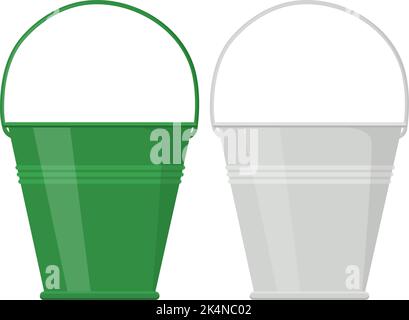 Metal buckets, illustration, vector on a white background. Stock Vector