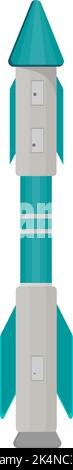 Blue missile, illustration, vector on a white background. Stock Vector