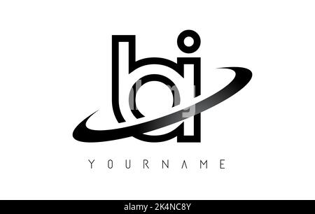 Outline letters bi b i logo with a minimalist design and swoosh. Letters with elegant, simple and two letters design. Creative Vector Illustration wit Stock Vector