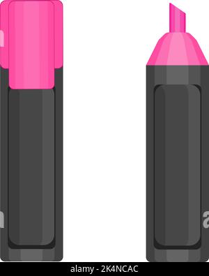 Pink highlighter marker, illustration, vector on a white background. Stock Vector