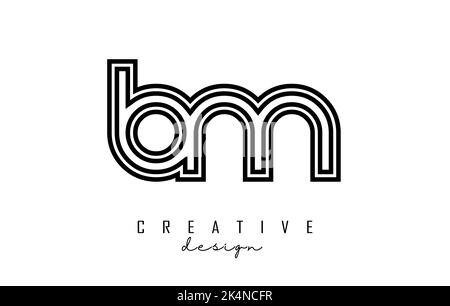 Outline BM letters logo with a minimalist design. Geometric vector ...