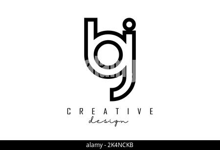 Outline letters bj b j logo with a minimalist design. Letters with ...